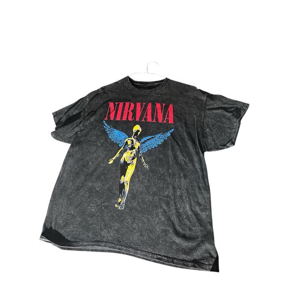 Nirvana In Utero Angel Graphic Tee Black Mineral Wash XL - Picture 2 of 4